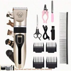 Professional Dog Grooming Kit, Quiet Hair Clippers Set For Dogs, USB Rechargeable Cats Pets Cordless Dog Grooming Tools Multicolor