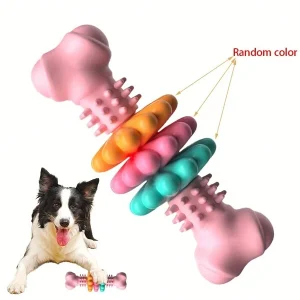 1Pc Durable Teething Bone Chew Toy - Chew Toys For Relieving Boredom, Chewing, Training, And Satisfying Natural Instincts - Long-Lasting, Safe, And Fun For Puppies Multicolor