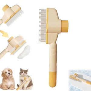 1pc Pet Grooming Comb, Cat Brush With Self Cleaning Slicke, Cat Brushes For Indoor Cats, Flea Comb For Cats And Dogs, Cats Grooming Deshedding Comb, For Cats Remove Loose Hair Cats Multicolor