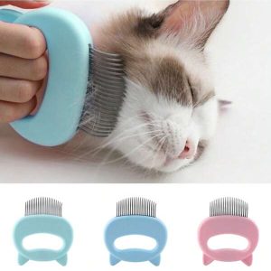 2-In-1 Gentle Pet Grooming Kit - Dual-Sided Cat Ear Comb And Deshedding Brush For Effective Hair Removal, Shedding, And Soothing Skin Irritation - Easy To Clean And Gentle On Pets Multicolor