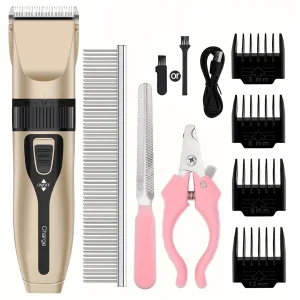 Rechargeable Pet Grooming Clippers, Quiet Dog Hair Trimmer Set With Detachable Blades, USB Charging, 36V Voltage, 18650 Battery, Dog Shaver For Thick Coat, Pet Grooming Accessories,Home Dog Grooming Kit For Dogs And Cats Multicolor