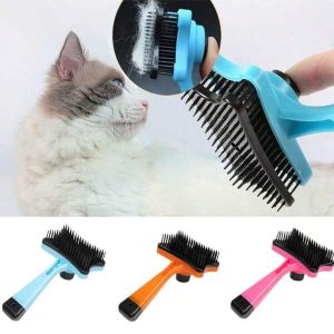 Pet Deshedding Brush, One-Click Fur Removal Grooming Tool, Massage Comb For Cats & Dogs, Effortless Pet Hair Cleaning Gadget Multicolor